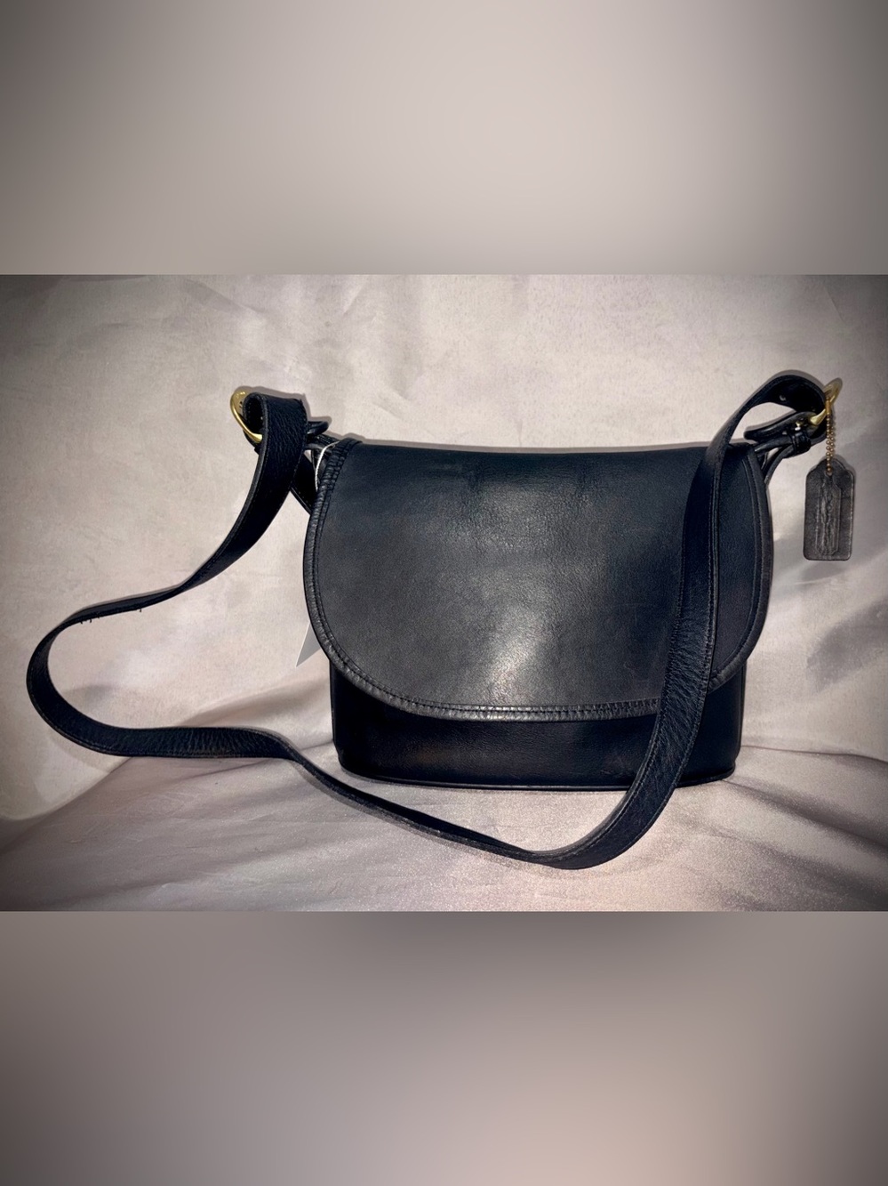 ✨Vintage Coach Fletcher 4150 Black Leather Saddle Bag EXCELLENT